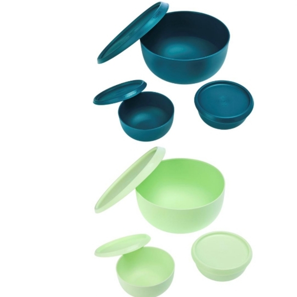 ** Tupperware Essentials Blossom Green Salad Serving 6 Bowl Set w/ Instant Seals - Picture 2 of 9